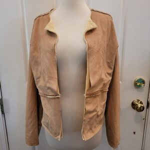 Women's Banana Republic Sherpa Lined Jacket Brown Medium Boho  Faux Suede